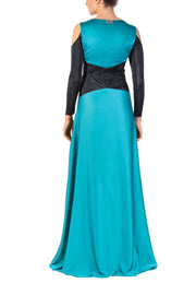 Aqua Poise Long Sleeve Maxi Dress