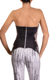 Silver Eye - Strapless Silver Leather Detail Top