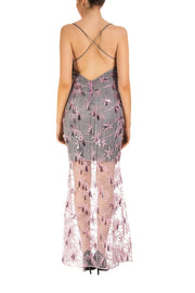 Lavender Fringe Detail Maxi Dress