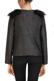 Silver Eye - Black Faux Fur and Leather Detail Jacket
