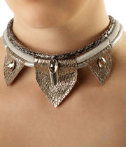 Silver Trio Leather Necklace