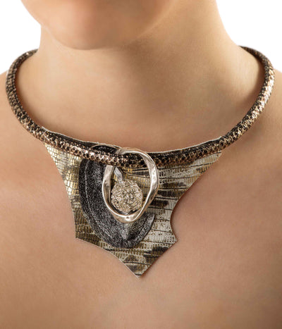 Lovelier Snake Print Leather Necklace