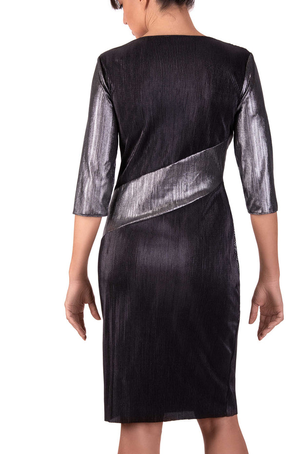 Vivid Silver Black Midi Dress
